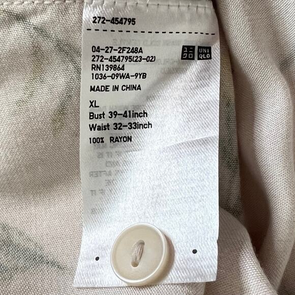 Uniqlo Womens Pajama Top XL Pink Floral Button Up Rayon Sleepwear Lounge Blouse - Picture 5 of 6